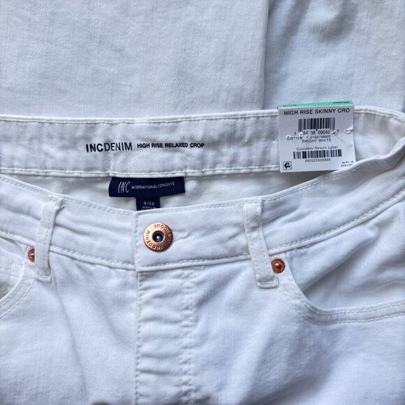 I.N.C. International Concepts White High-Rise Distressed Cropped Jeans NWT - Picture 11 of 11